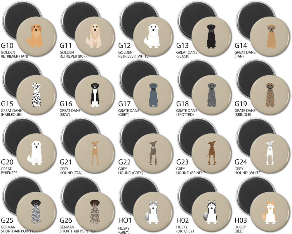 Simply Dogs Round Magnet Sets A-N Breeds