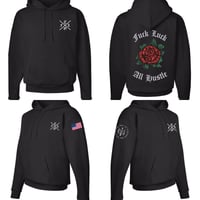 Image 1 of Fuck Luck All Hustle Money Rose Hoodie 