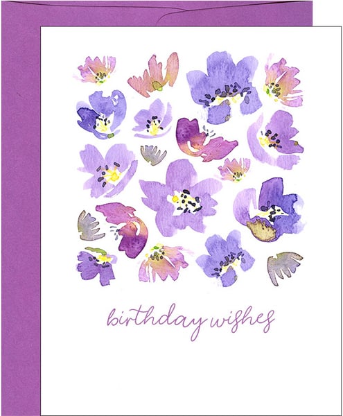 Image of Geraniums Watercolor Floral Birthday Card