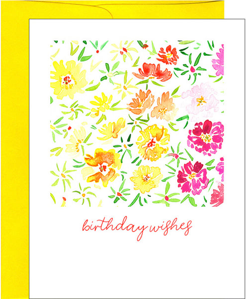 Image of Moss Rose Watercolor Floral Birthday Card