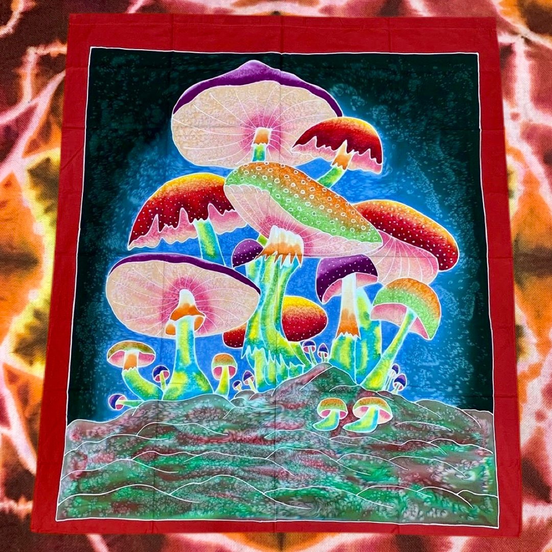 Mushroom Batik Tapestries!! Handmade 100 Cotton! 3 )
