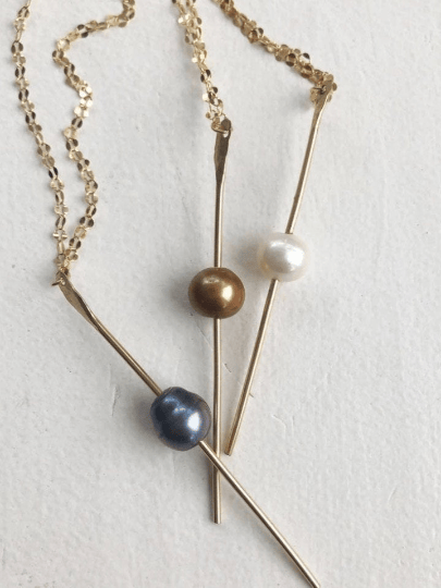 Image of Spike Necklace - Gold Pearl