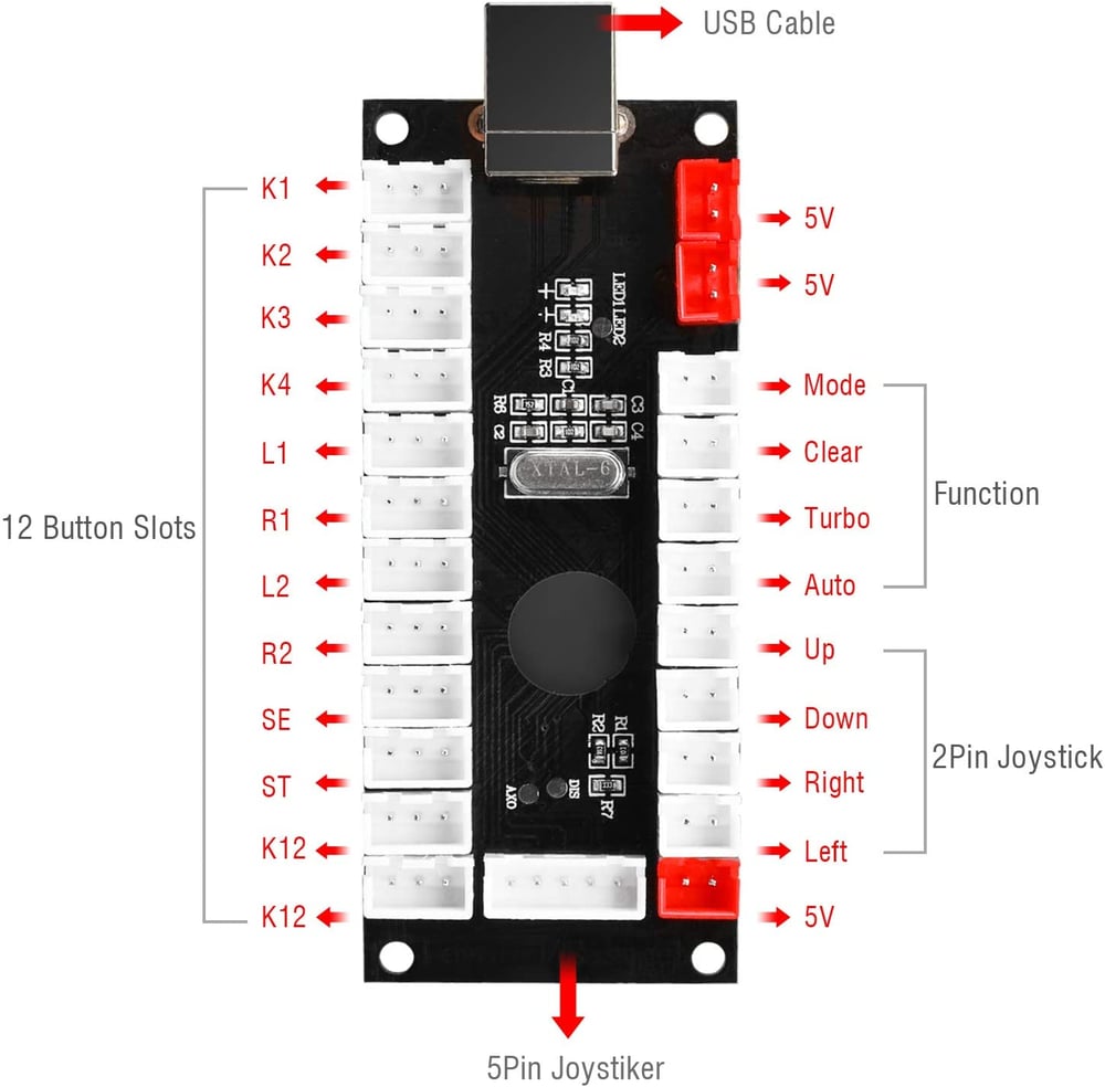 2 Player LED Arcade Buttons and Joysticks DIY Kit for MAME and RetroPie
