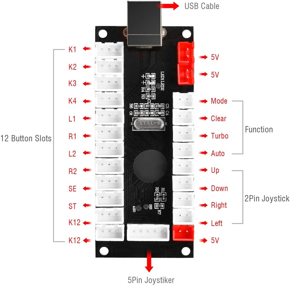 4 Player LED Arcade Buttons and Joysticks DIY Kit for MAME and RetroPie