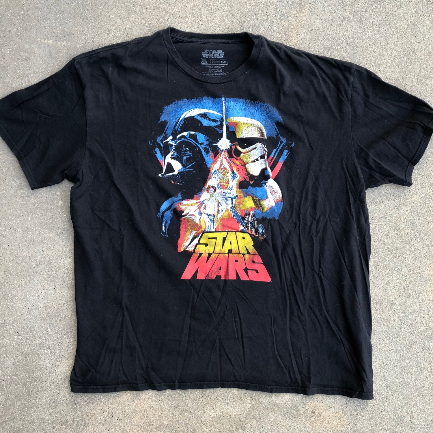 Image of Classic Star Wars Movie Poster Collage Graphic Tee (Color Graphic)