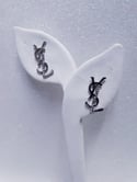 Silver Crystal YSL Fashion Stud Earrings 