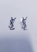 Silver Crystal YSL Fashion Stud Earrings 