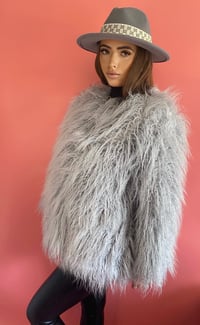 ‘SOPHIA’ Faux Fur Mongolian Coat - Baby Blue