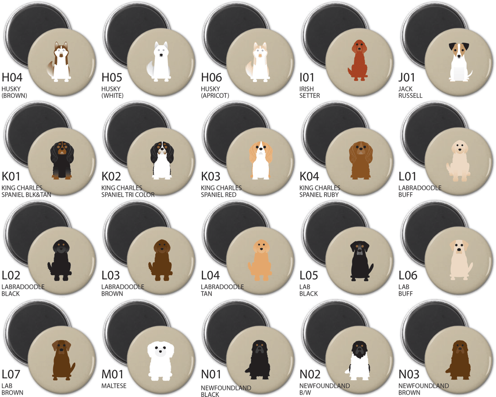 Simply Dogs Round Magnet Sets A-N Breeds