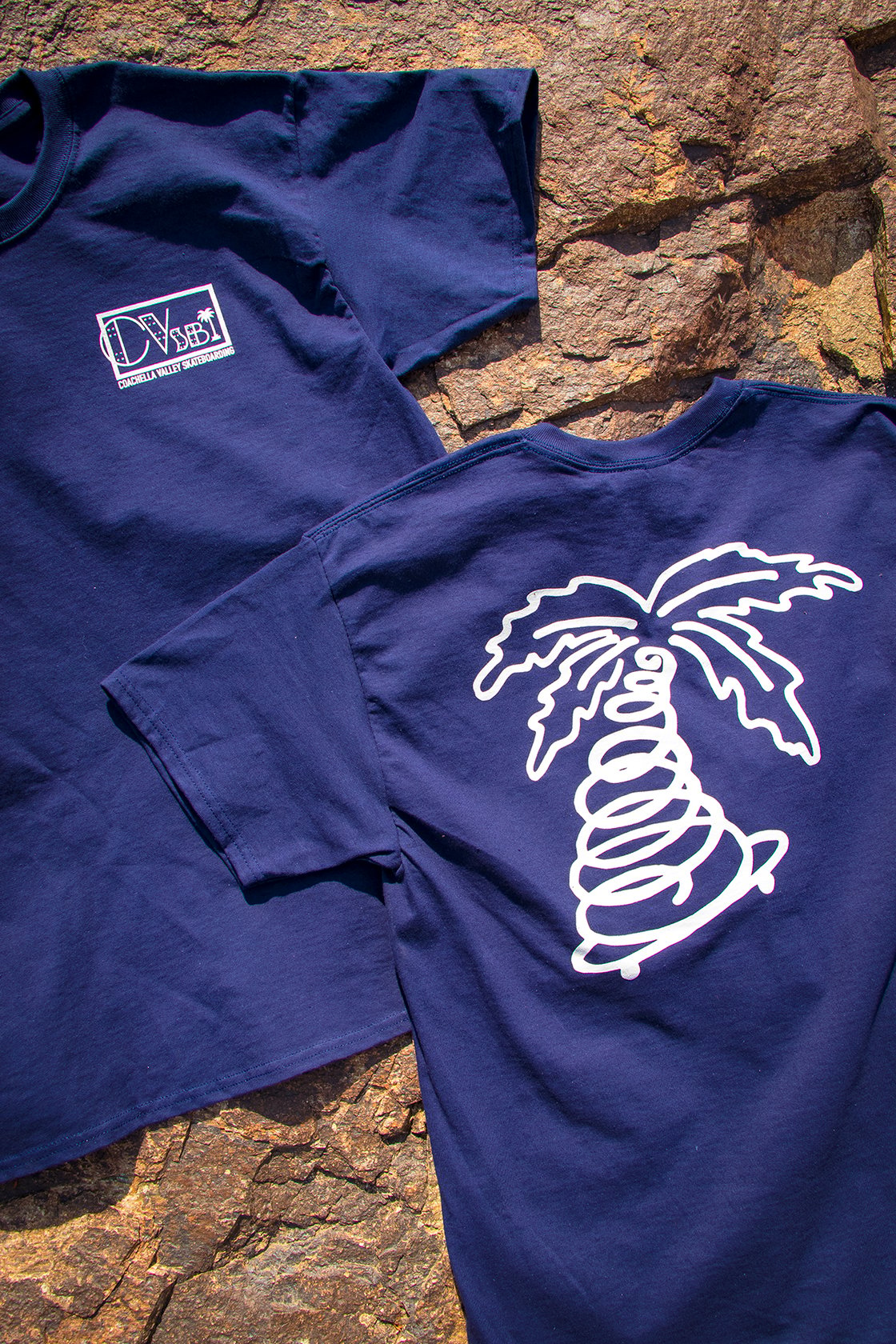Image of Coachella Valley Skateboarding Rectangle & Palm Tee NAVY