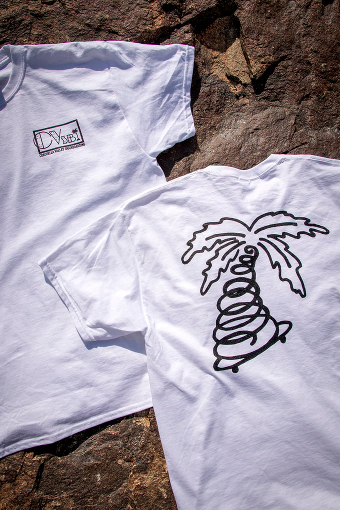Image of Coachella Valley Skateboarding Rectangle & Palm Tee WHITE