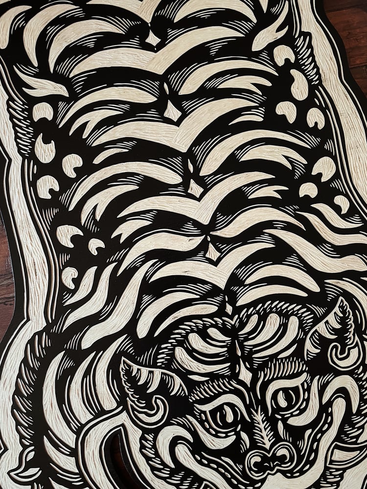 Image of Tibetan Tiger Woodcut 