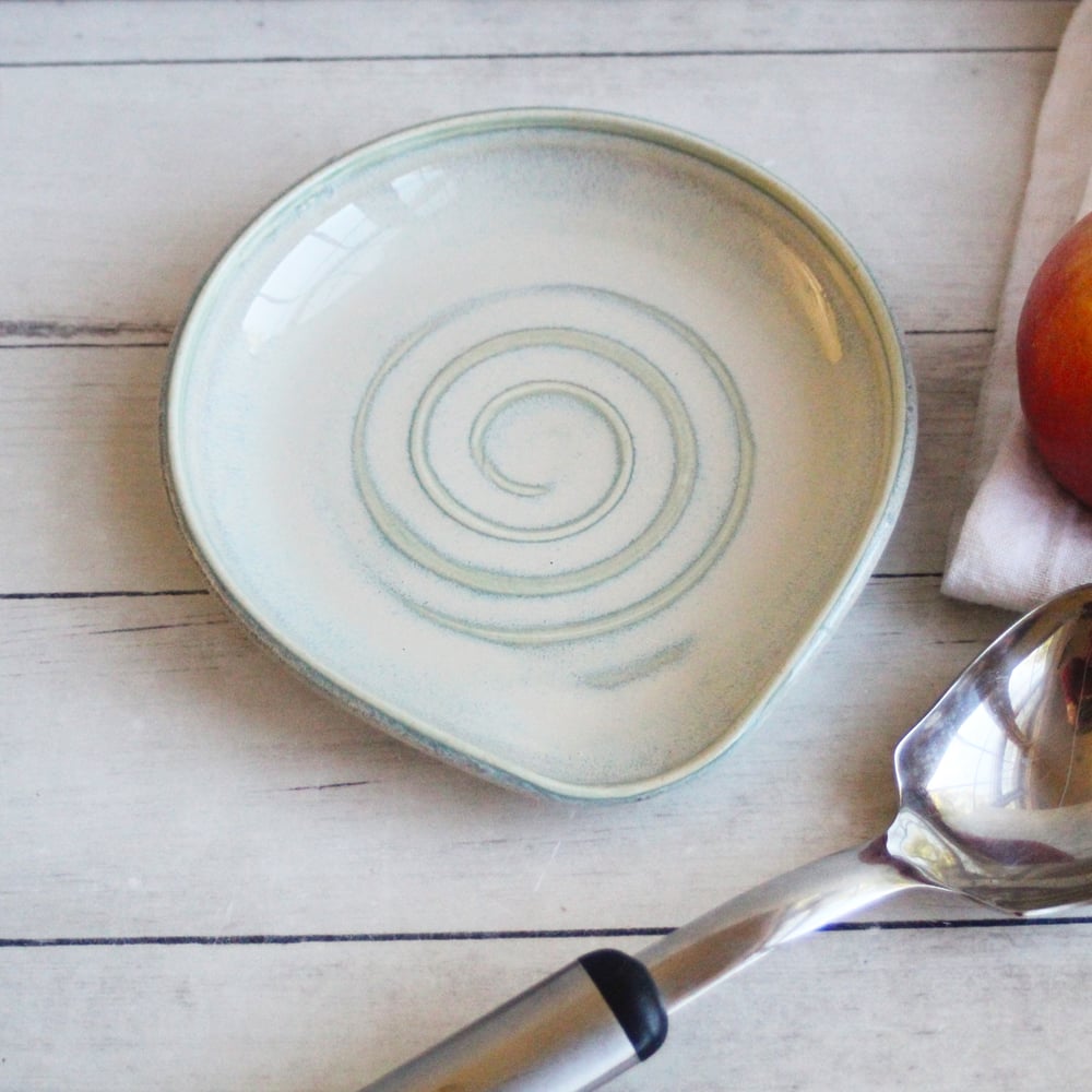 Andover Pottery — Large Spoon Rest in Light Sage Green Glaze, Handmade