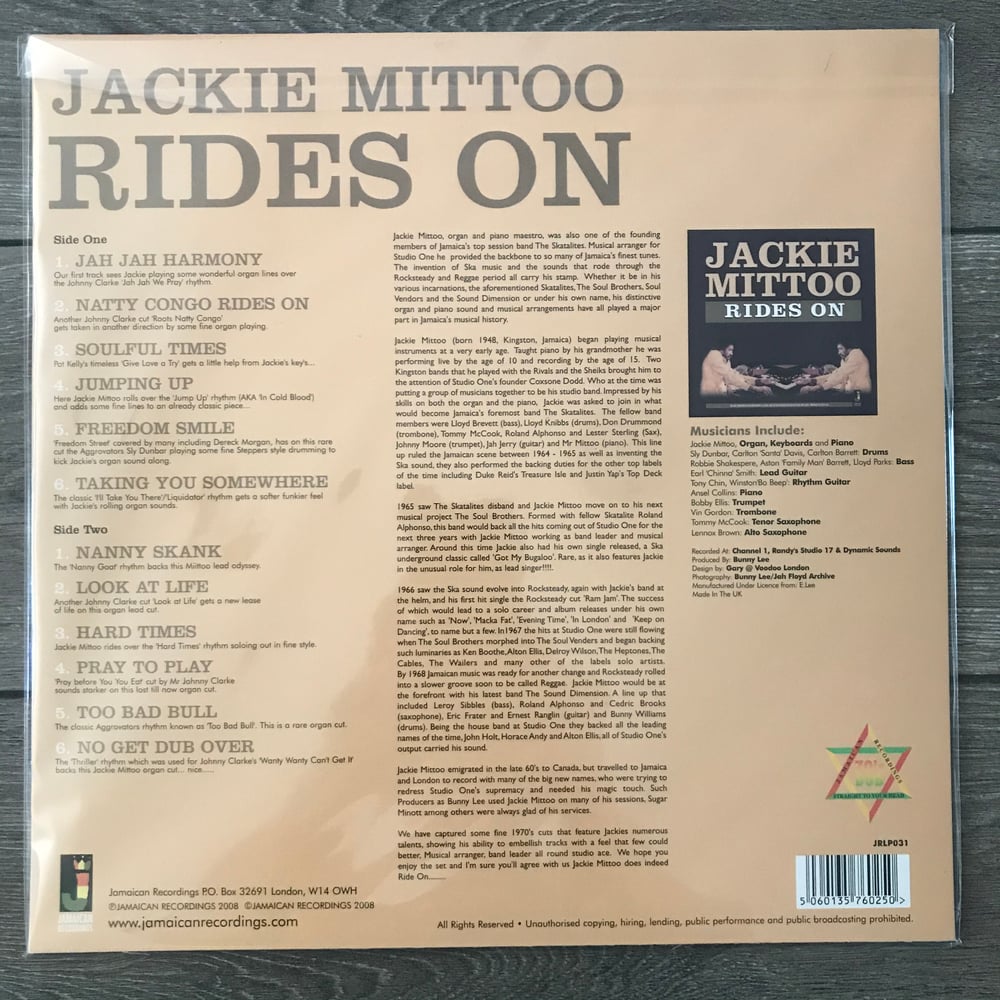 Image of Jackie Mittoo - Rides On Vinyl LP