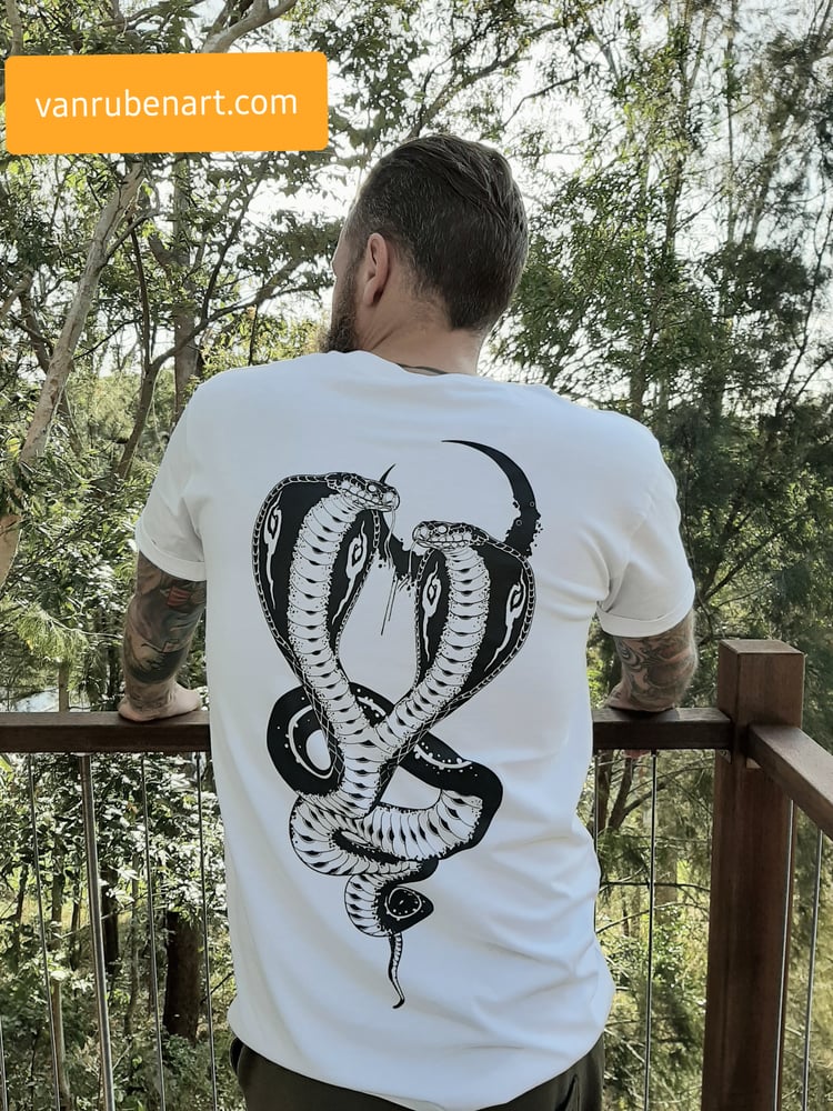 Image of Black double headed snake T white