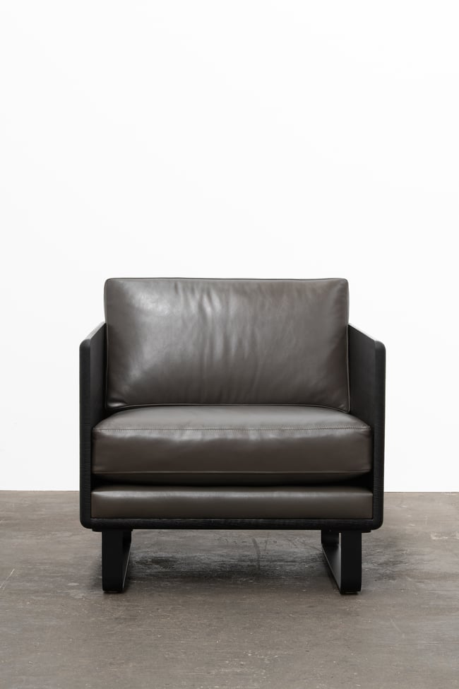 CLOVER LOUNGE CHAIR IN TORCHED TASMANIAN OAK WITH ROGUE LEATHER