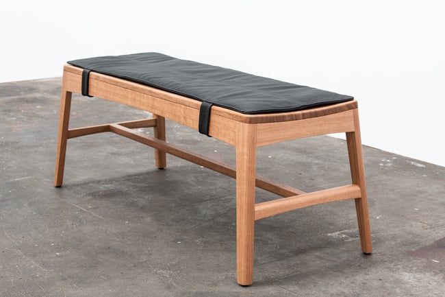 STILLWATER BENCH IN TASMANIAN OAK - BLACK LEATHER