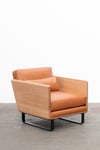 CLOVER LOUNGE CHAIR IN TASMANIAN OAK WITH TOBACCO LEATHER