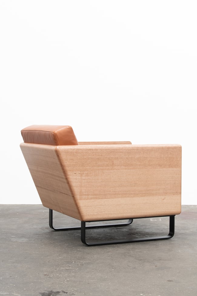 CLOVER LOUNGE CHAIR IN TASMANIAN OAK WITH TOBACCO LEATHER
