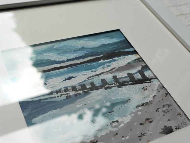 'Alnmouth Groins' - 28x28cm - Acrylic Painting Image 2