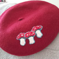 Image 3 of Hand Embroidered Toadstool Child's Beret