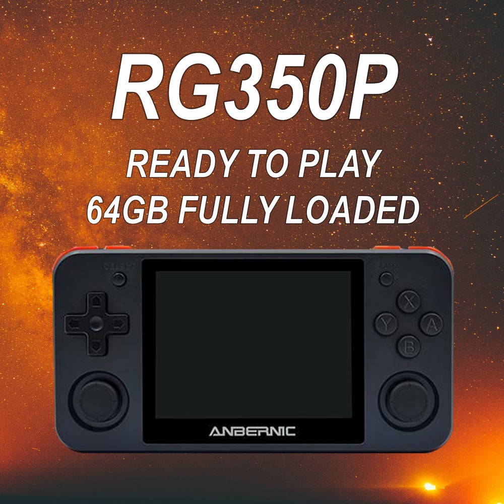 RG350 Handheld Console (Black/Orange) 64GB Ready to Play + Fully Loaded