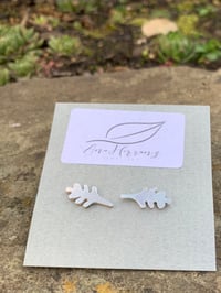 Image 3 of Fairmined silver oak leaf stud earrings