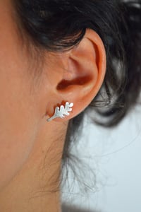 Image 2 of Fairmined silver oak leaf stud earrings 