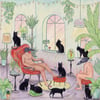 Black Cat Kitty Party Limited Edition Print