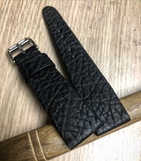 Image 2 of Hand-rolled Black Shrunken Bison rembordé watch strap 