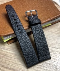 Image 1 of Hand-rolled Black Shrunken Bison rembordé watch strap 