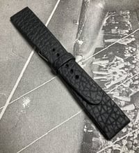 Image 4 of Hand-rolled Black Shrunken Bison rembordé watch strap 