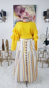 Yellow Top and Striped Skirt Set