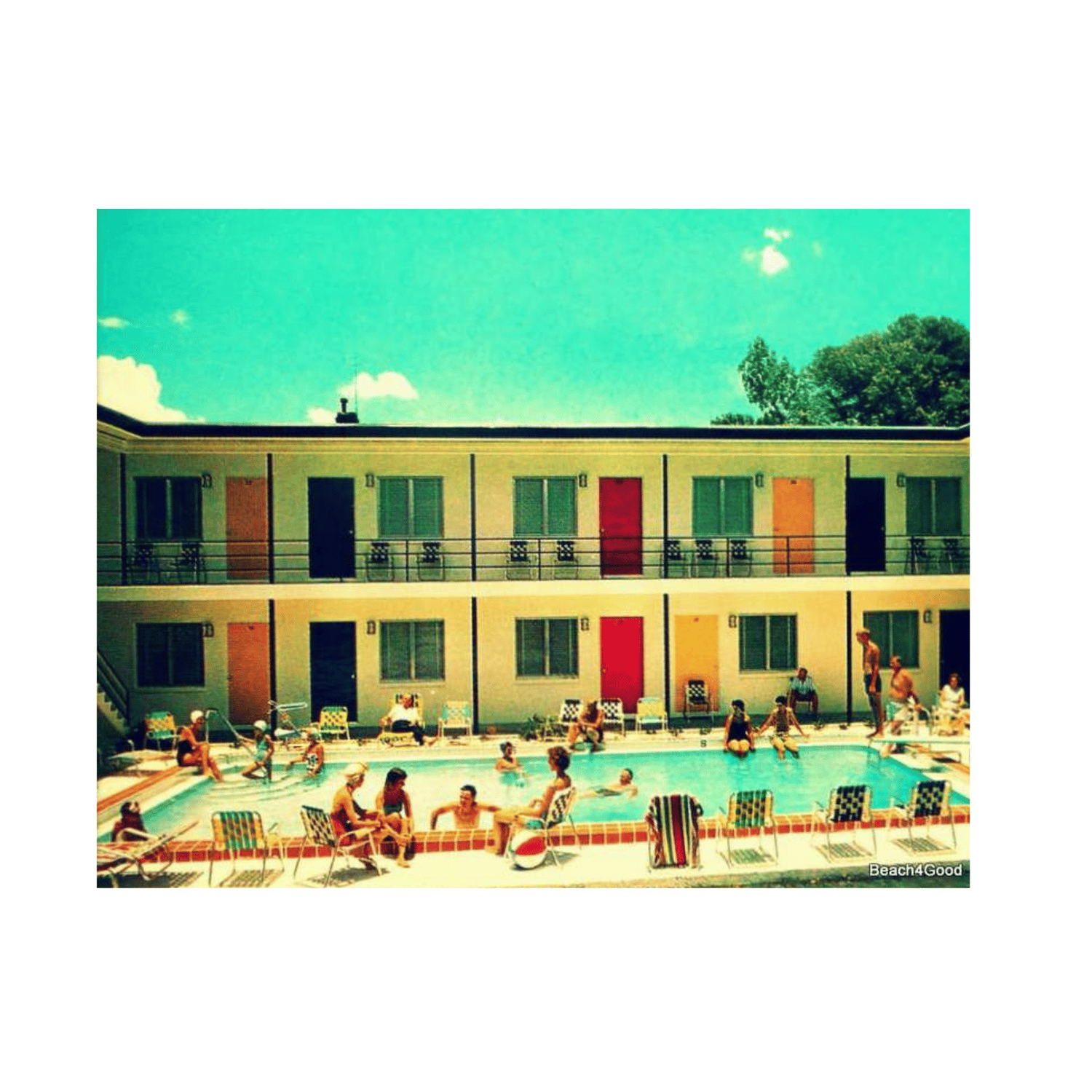 Image of Mid Century art prints, retro motel swimming pool art, MCM Home Decor