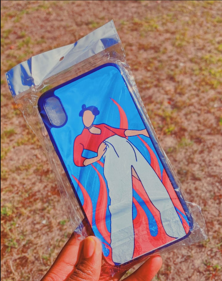 Image of Harry Styles pink flame case 