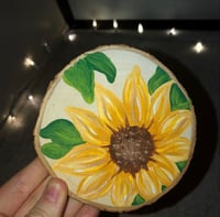 Sunflower wood slice painting