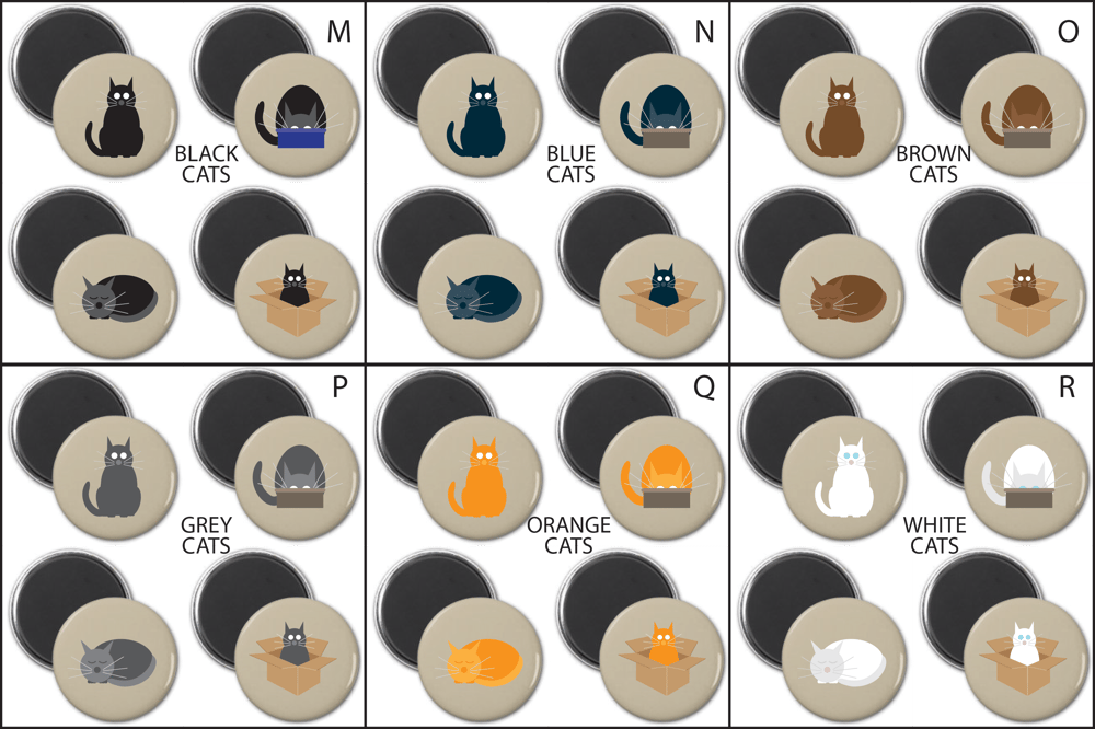 SIMPLY CATS ROUND MAGNET SETS