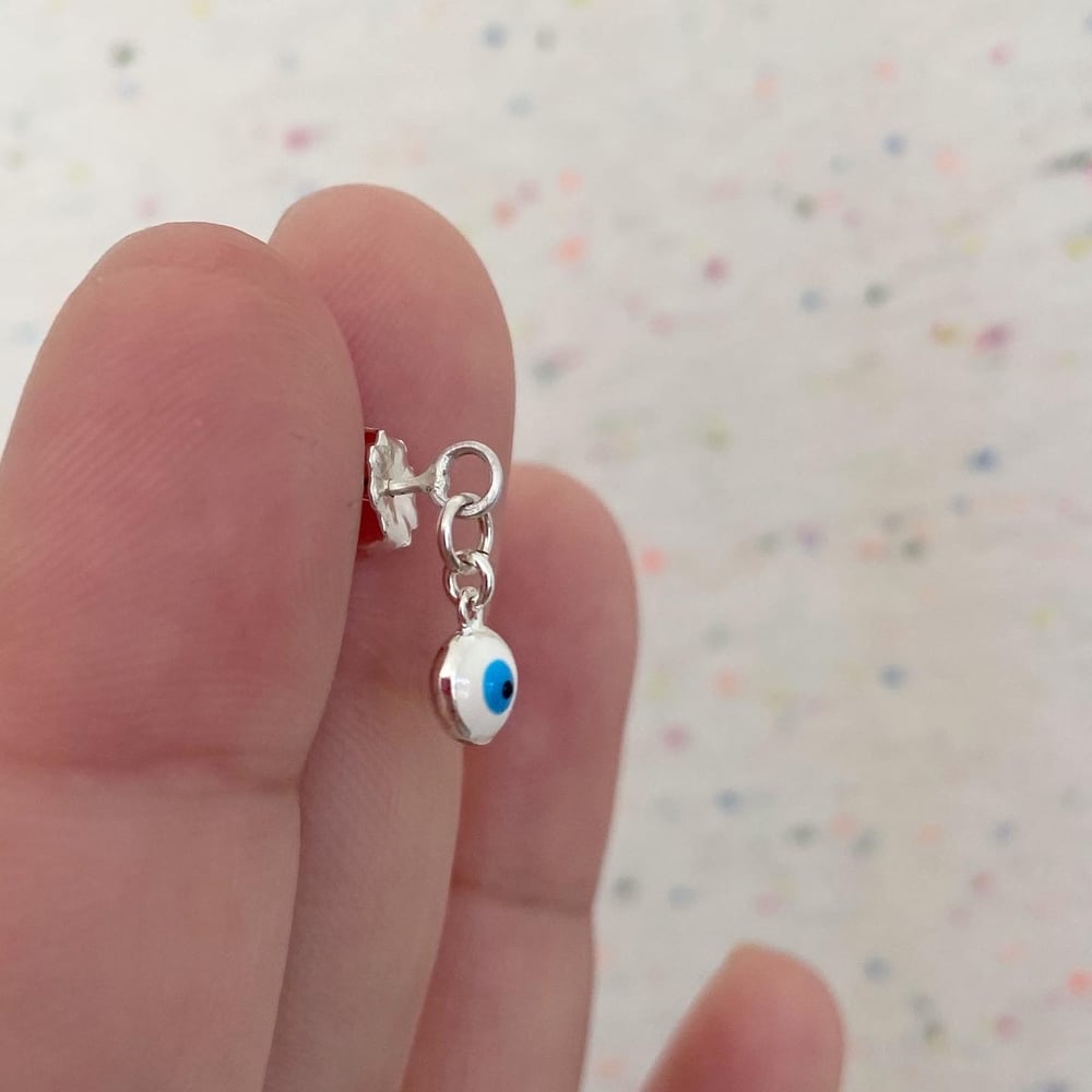 Image of evil eye single earring