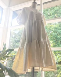 Image 1 of Holly Stalder Ivory Linen Puff Sleeve Tiered Dress 