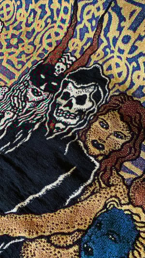 Image of 'Grim Creaper & The Lust Bunnies' woven blanket PREORDER