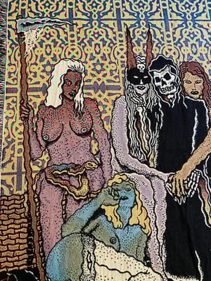 Image of 'Grim Creaper & The Lust Bunnies' woven blanket PREORDER