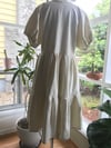 Holly Stalder Ivory Linen Puff Sleeve Tiered Dress 