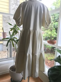Image 2 of Holly Stalder Ivory Linen Puff Sleeve Tiered Dress 