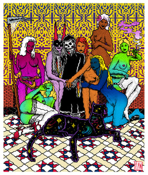Image of 'Grim Creaper & The Lust Bunnies' woven blanket PREORDER