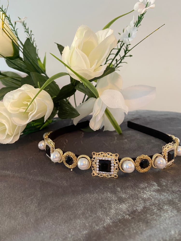 Image of Black & Gold Pearl Headband 