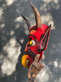 Image 3 of Hand painted yellow tongue devil head 