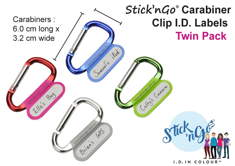 Image of Carabiner CLIP I.D. Twin-Pack - Instant clip-on I.D. to Label Anything!