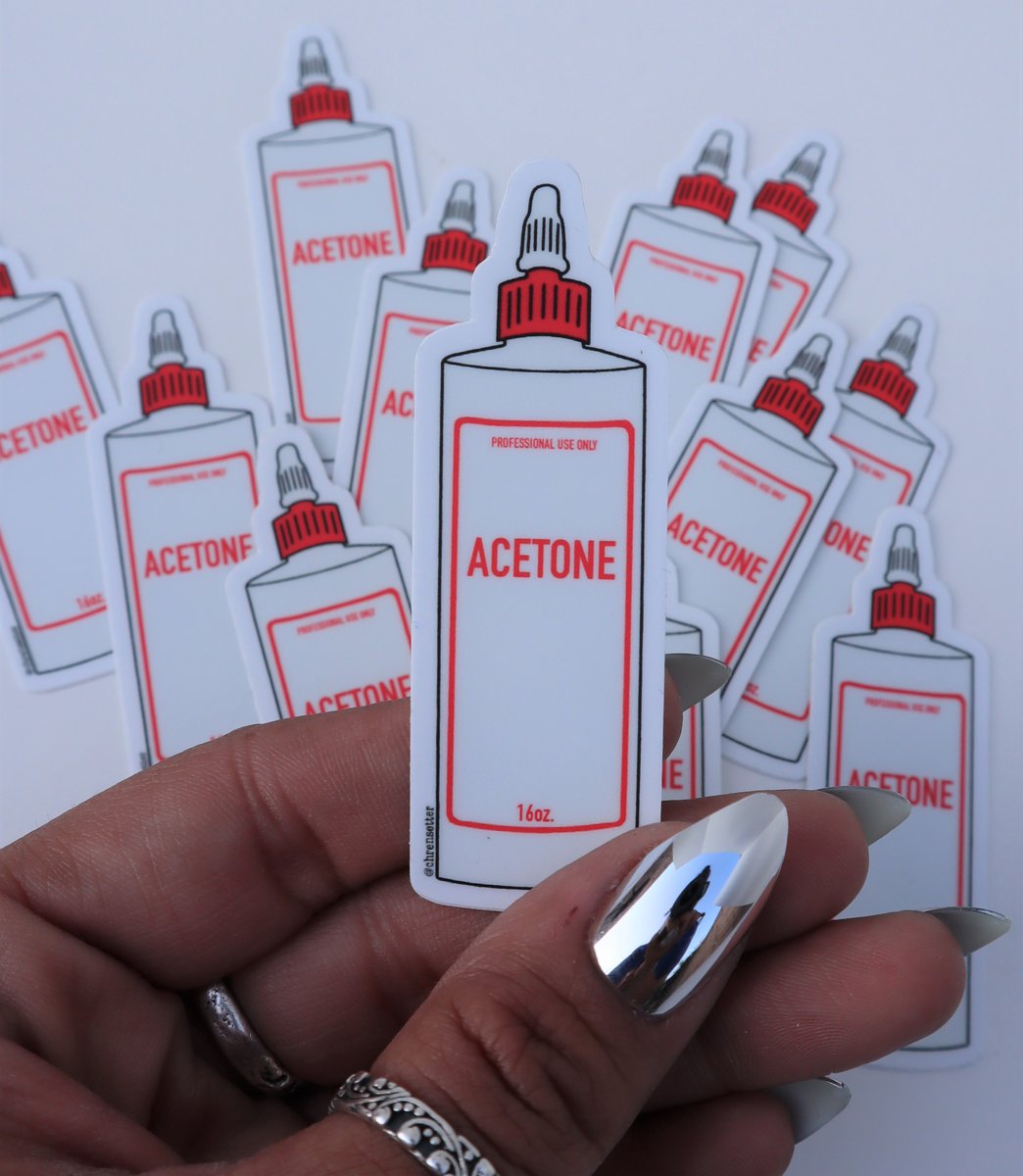 Acetone Bottle Vinyl Sticker Chrensetternails