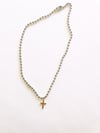 SILVER AND GOLD BALL CHAIN CROSS NECKLACE