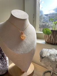 Image 1 of Gold Flower  Agate Heart Crystal Necklace